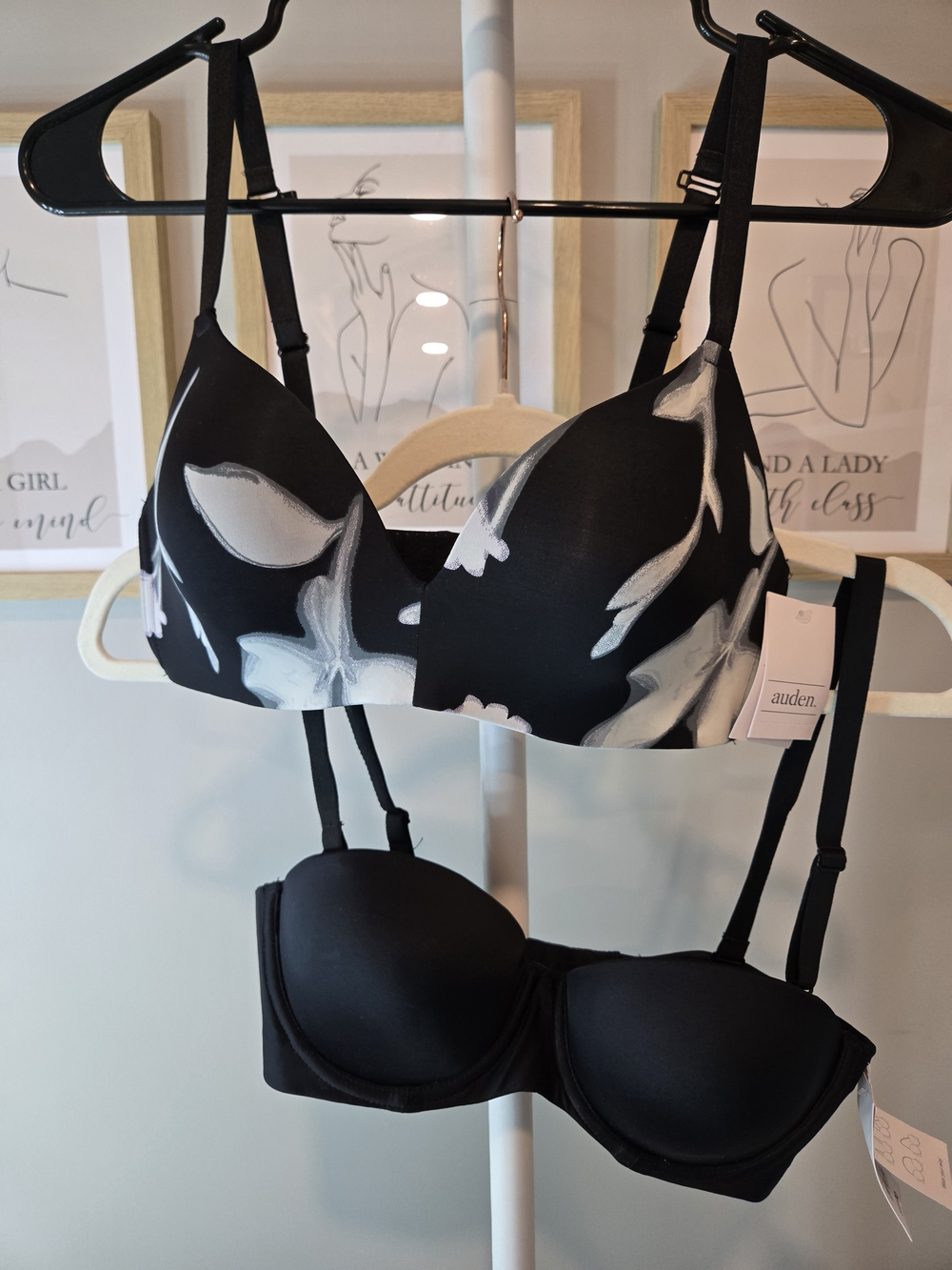 💋Auden Black & White Floral T-Shirt Bra